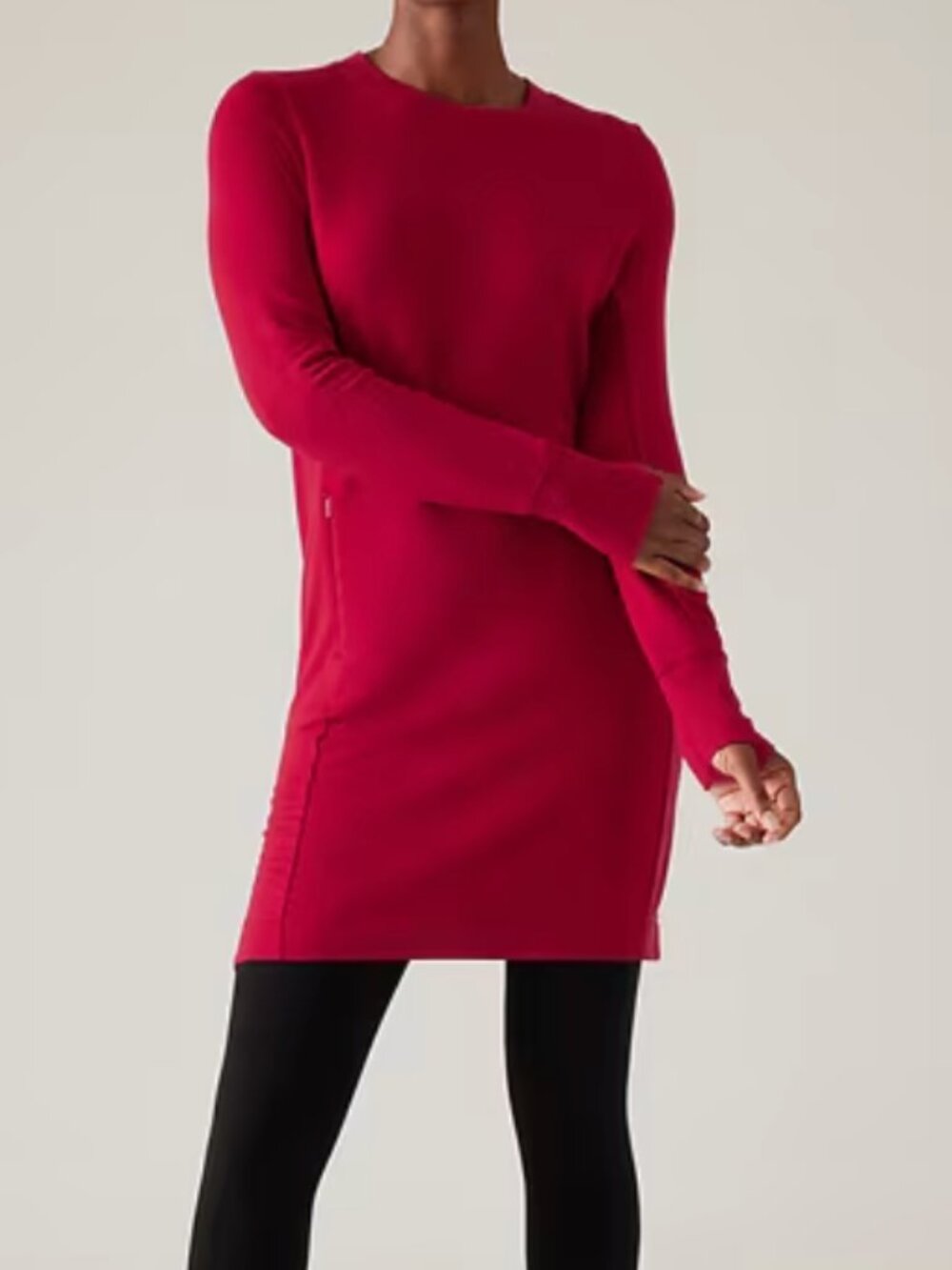 NWT Athleta Classic Red Long-Sleeve Dress - Extra Small